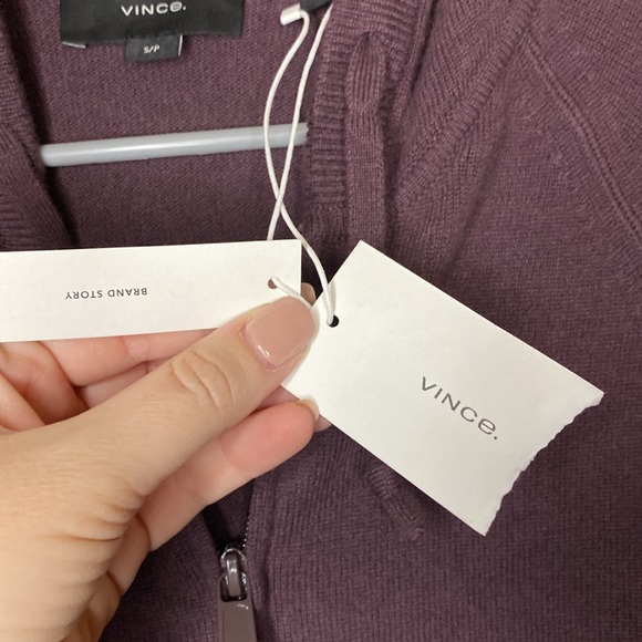 NWT VINCE Men’s Wool Cashmere full zip hooded sweater size small - Picture 10 of 11